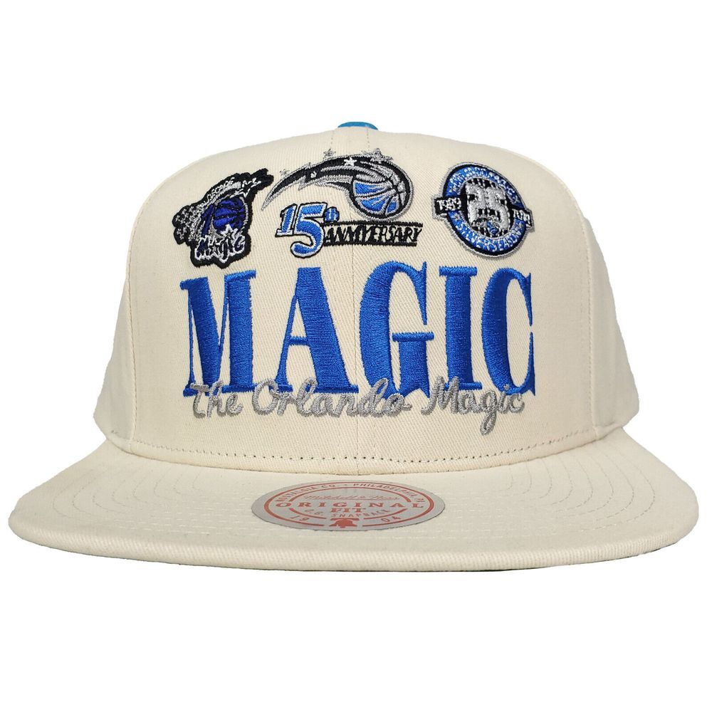 Orlando Magic Mitchell & Ness NBA Snapback Hat Cap Multi-Team Logos Cream NWT